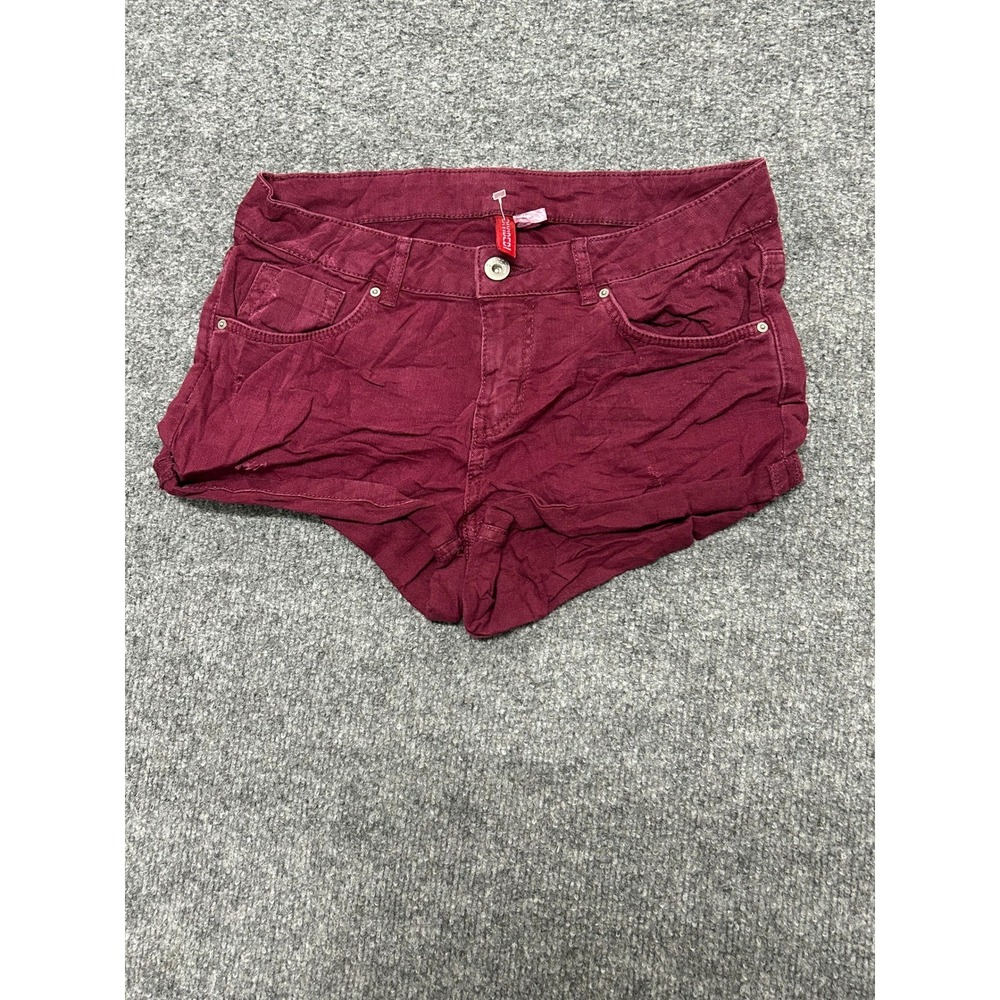 H&M Divided Shorts Womens Size 4 Burgundy Low Rise Stretch Denim Casual Summer